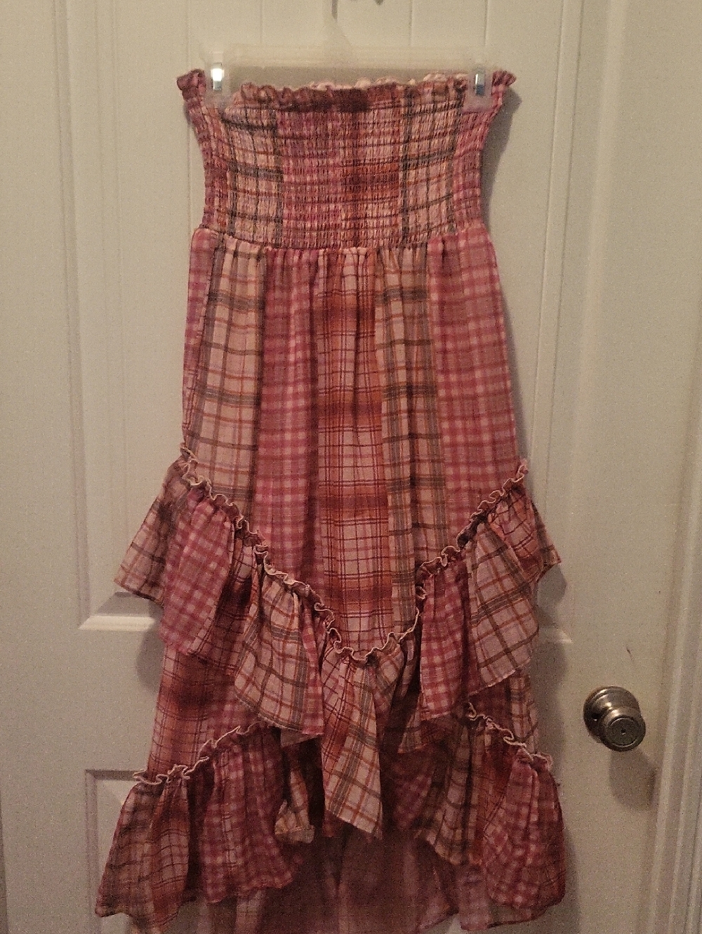 Womens Plaid Multicolored Sheer Maxi Skirt